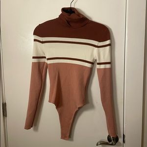 Colorblock turtleneck bodysuit